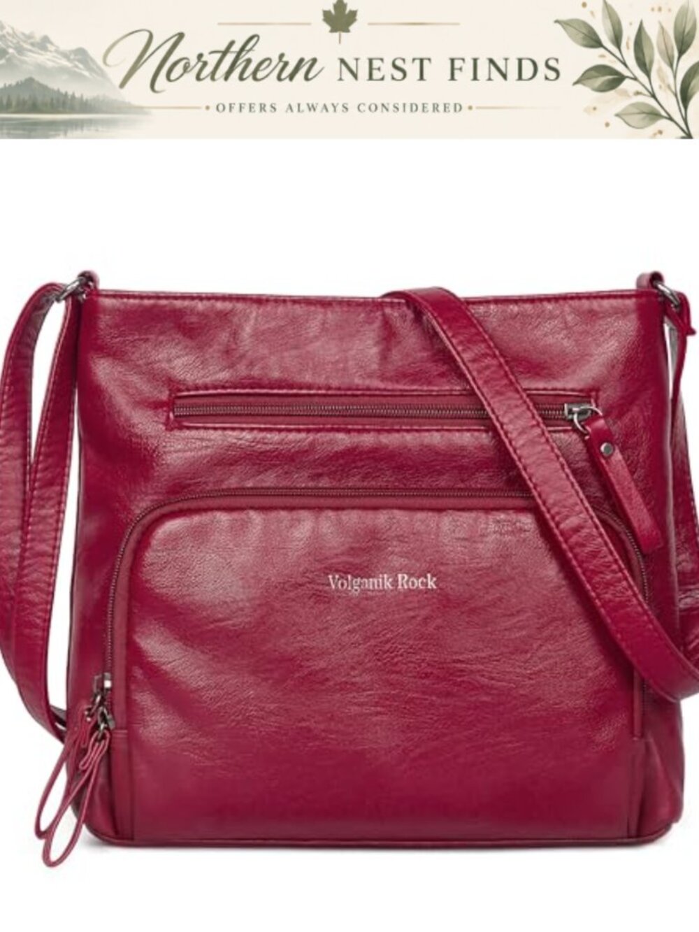 Vegan Leather Crossbody Bag Medium Adjustable Strap Satchel